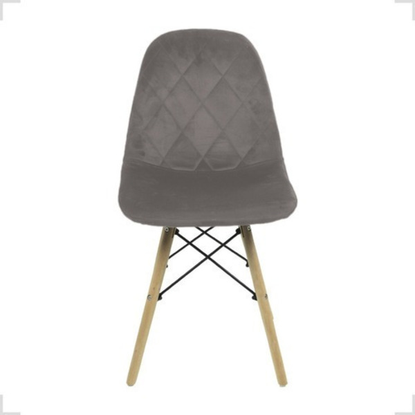 Cadeira Charles Eames Wood Eiffel Veludo Estofado Bege