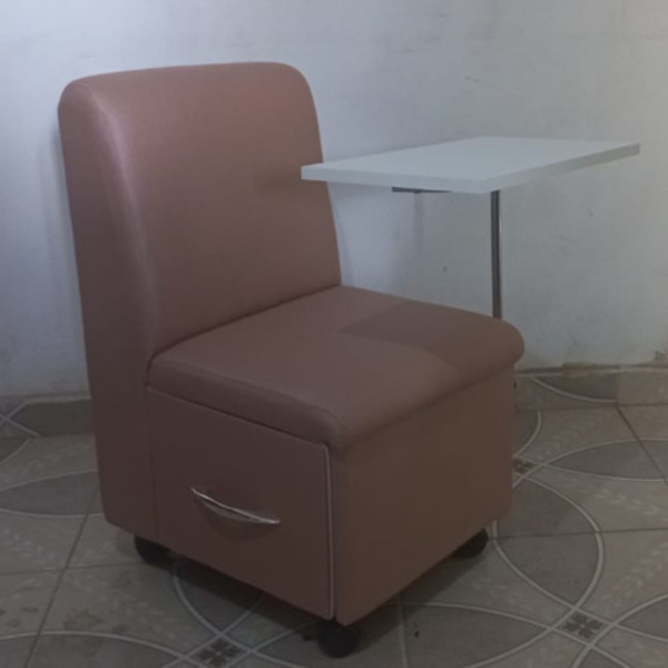 Cadeira Ciranda Manicure Com Mesa Regulável - Rose Gold