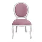 Cadeira Clássica Medalhão Branco Fosco Provençal E Veludo Rosa