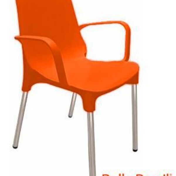 Cadeira Clear Com Braço B Cromada - Laranja