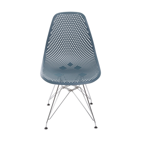 Cadeira Colmeia Azul Petróleo Base Cromada - Or Design