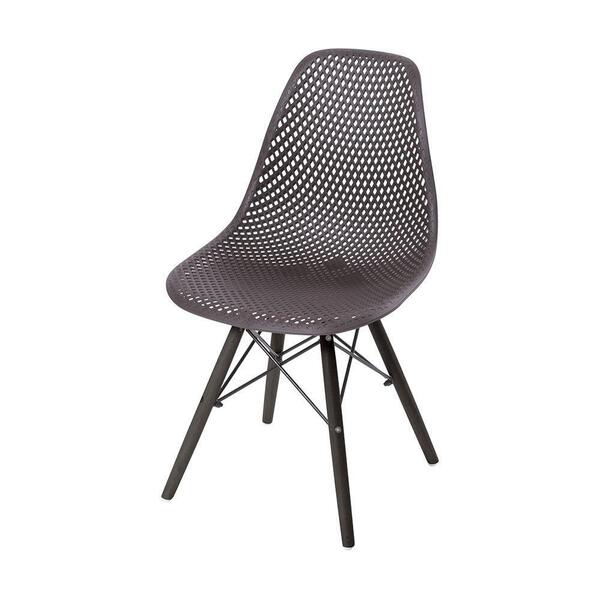 Cadeira Colmeia Preta Base De Madeira Preta - Or Design