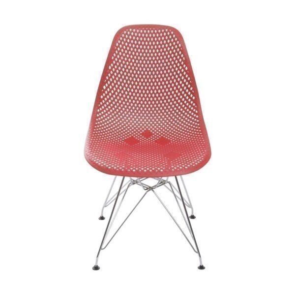Cadeira Com Base Cromada Colmeia Or Design Vermelho
