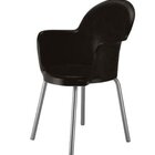 Cadeira Com Braço Base Cromada Linha Polipropileno Moon Preto