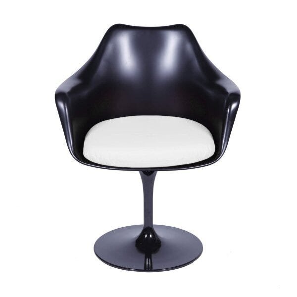 Cadeira Com Braço E Almofada Or Design Preto/branco