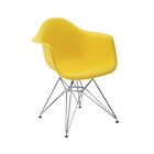 Cadeira Com Braço E Base Cromada Eiffel Rivatti Móveis Amarelo