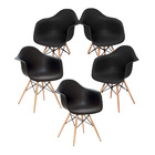 Cadeira Com Braços Louis Eames - 5 Unidades - Cor Preta