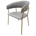 Cadeira Com Braços Maraú Psg Móveis Couro Legitimo Bege Com B