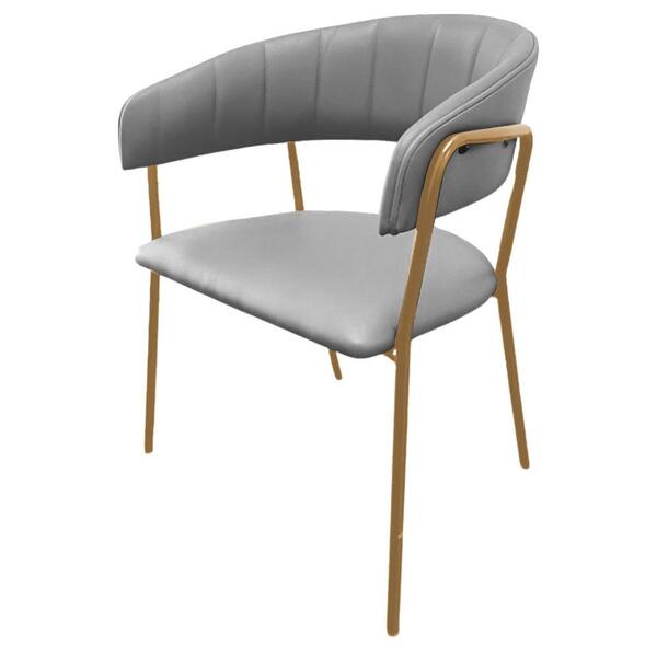 Cadeira Com Braços Maraú Psg Móveis Couro Legitimo Bege Com B