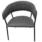 Cadeira Com Braços Maraú Psg Móveis Couro Legitimo Cinza Escu