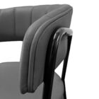 Cadeira Com Braços Maraú Psg Móveis Couro Legitimo Cinza Escu