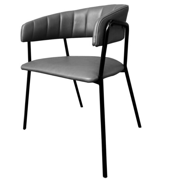 Cadeira Com Braços Maraú Psg Móveis Couro Legitimo Cinza Escu