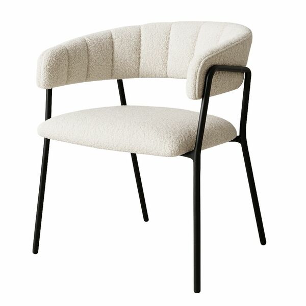 Cadeira Com Braços Maraú Psg Móveis Estofada Bouclé Branco Co