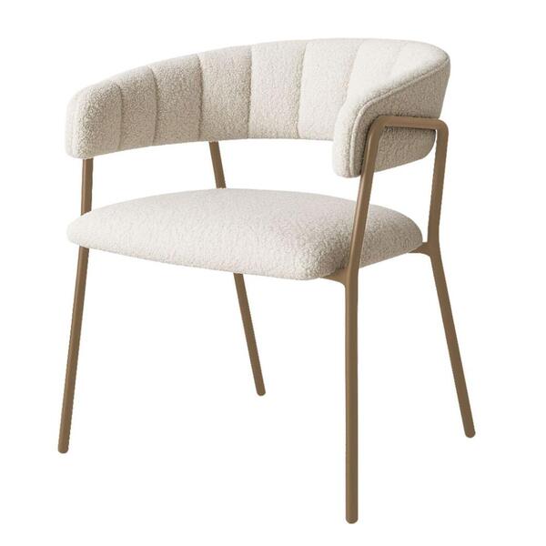 Cadeira Com Braços Maraú Psg Móveis Estofada Bouclé Branco Co