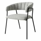 Cadeira Com Braços Maraú Psg Móveis Estofada Bouclé Cinza Com