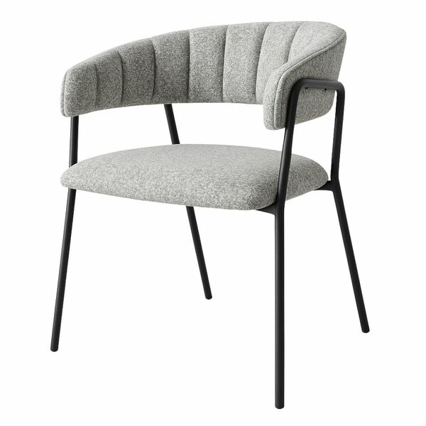 Cadeira Com Braços Maraú Psg Móveis Estofada Bouclé Cinza Com