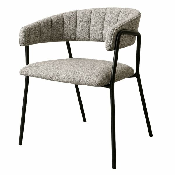 Cadeira Com Braços Maraú Psg Móveis Estofada Bouclé Cinza Esc