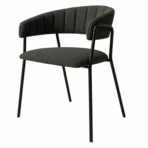 Cadeira Com Braços Maraú Psg Móveis Estofada Bouclé Grafite C