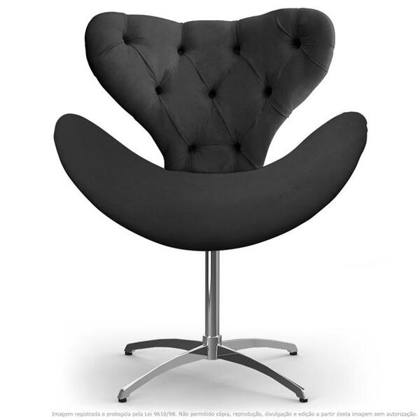 Cadeira Com Capitonê Decorativa Poltrona Egg Cinza Com Base G