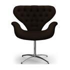 Cadeira Com Capitonê Poltrona Tulipa Marrom Base Giratória