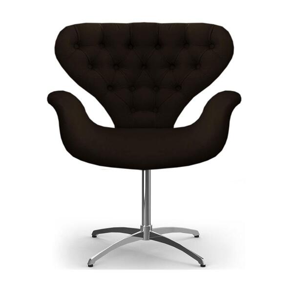 Cadeira Com Capitonê Poltrona Tulipa Marrom Base Giratória