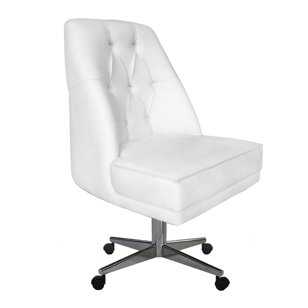 Cadeira Com Rodizio Paris Suede Branco - Dominic Decor