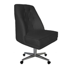 Cadeira Com Rodizio Paris Suede Preto - Dominic Decor