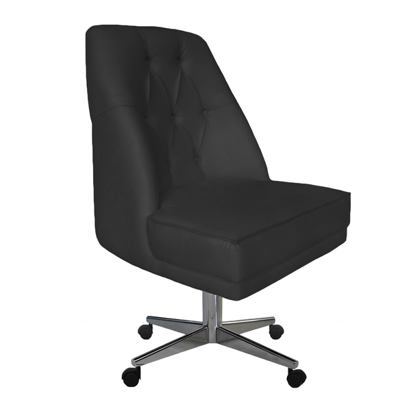 Cadeira Com Rodizio Paris Suede Preto - Dominic Decor