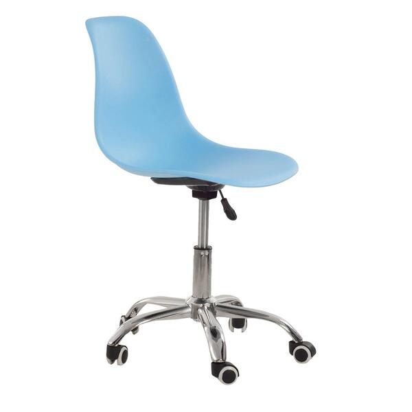 Cadeira Com Rodízios Eames Office - Escritório - Azul Claro
