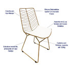 Cadeira Cozinha Maciça Bertoia Retrô Cor Dourado Fosco Assent