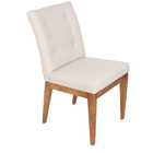 Cadeira Cozinha Paula Linho Bege Estofada Luxo Premium