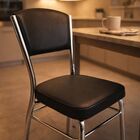 Cadeira Cozinha Reforço Cromada Assento Grosso Confortável En