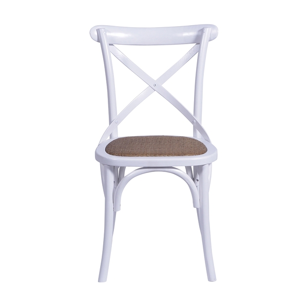 Cadeira Cross Em Madeira Branca Assento Em Rattan - Or Design