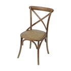 Cadeira Cross Em Madeira Escura Assento Em Rattan - Or Design