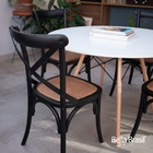 Cadeira Cross Em Madeira Preta Assento Em Rattan - Or Design