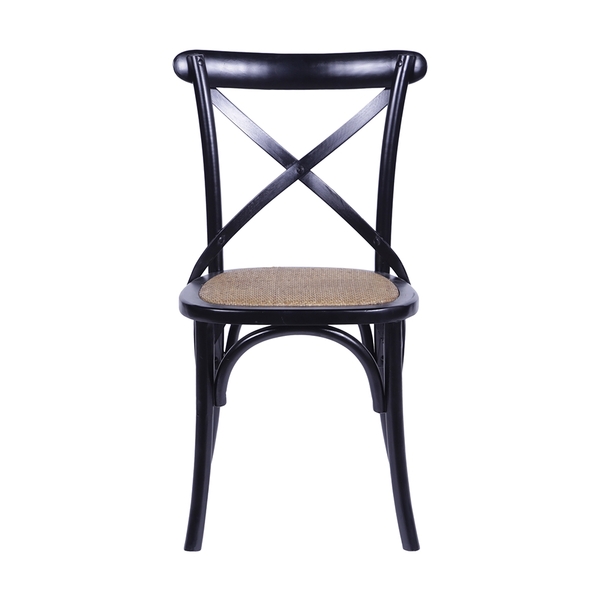 Cadeira Cross Em Madeira Preta Assento Em Rattan - Or Design
