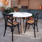 Cadeira Cross Em Madeira Preta Assento Em Rattan - Or Design