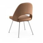 Cadeira Dallas Saarinen Sem Braço Base Inox Marrom Amarelado