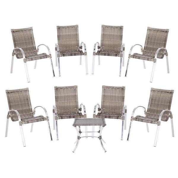 Cadeira De Aluminio Colombia 8 Unidades E Mesa Baixa Colombia