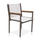 Cadeira De Alumínio E Braços De Madeira Em Tela Sling - Marro