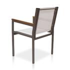 Cadeira De Alumínio E Braços De Madeira Em Tela Sling - Marro