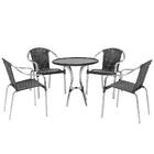 Cadeira De Aluminio Toquio 4 Unidades E Mesa Alta Toquio Para