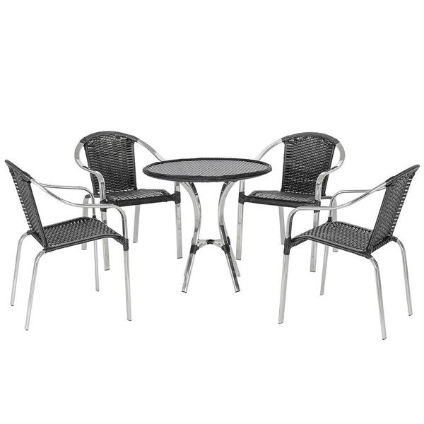 Cadeira De Aluminio Toquio 4 Unidades E Mesa Alta Toquio Para