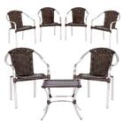 Cadeira De Aluminio Toquio 6 Unidades E Mesa Baixa Colombia P