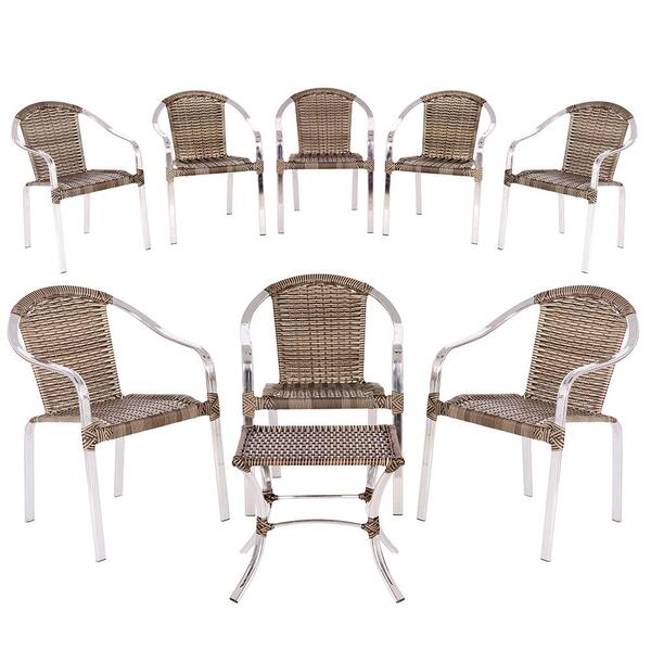 Cadeira De Aluminio Toquio 8 Unidades E Mesa Baixa Colombia P