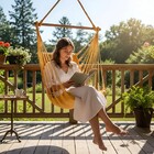 Cadeira De Balanço Acolchoada Suspensa Rede De Teto Amarelo