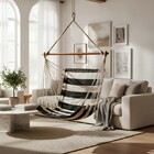 Cadeira De Balanço Acolchoada Suspensa Rede De Teto Marrom Co