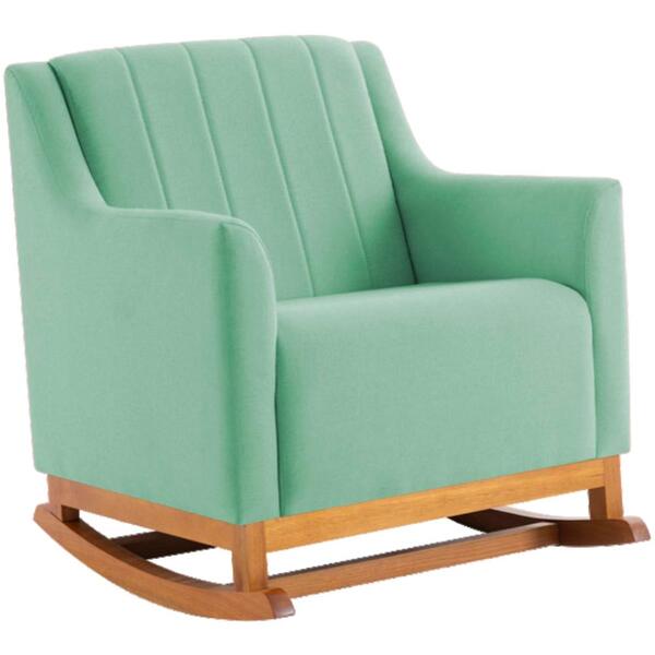 Cadeira De Balanço Base Madeira Mell 7054 Linho Dmobiliario