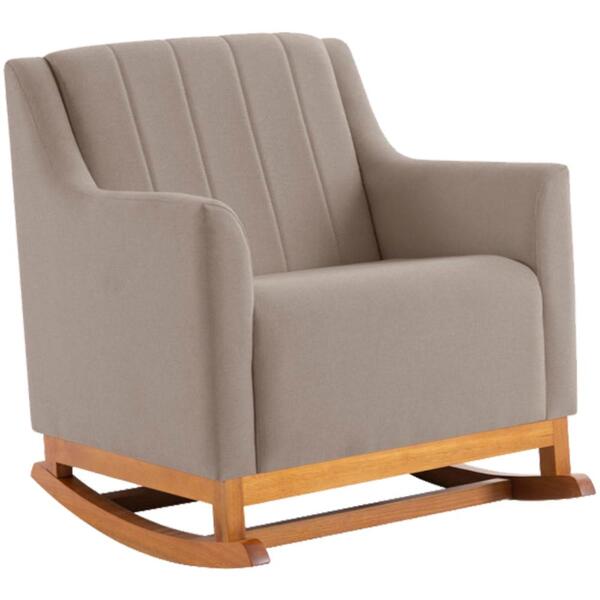 Cadeira De Balanço Base Madeira Mell 7054 Linho Dmobiliario