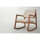 Cadeira De Balanço Comoditá - Jatobá E Tecido Bege - Meu Móve